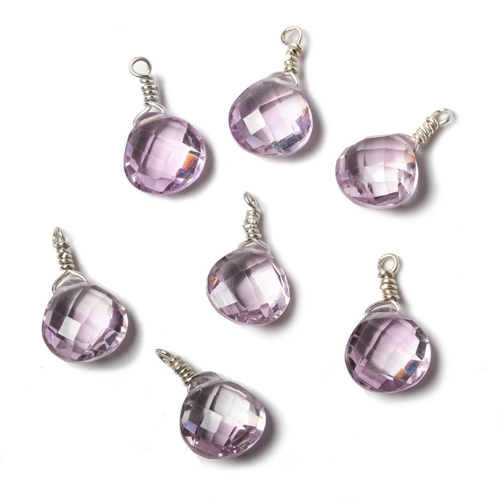 10mm Pink Amethyst heart .925 Silver Wire Wrapped Pendant 1 pc - The Bead Traders