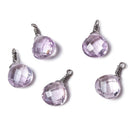 10mm Pink Amethyst heart Black Gold Wire Wrapped Pendant 1 piece - The Bead Traders