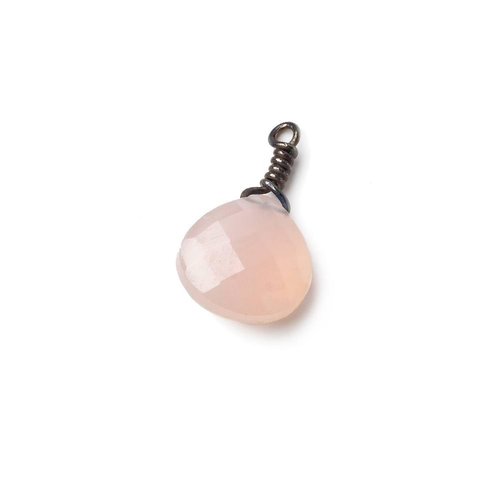 10mm Pink Chalcedony faceted heart Black Gold Wire Wrapped focal beads 1 piece - The Bead Traders