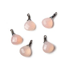 10mm Pink Chalcedony faceted heart Black Gold Wire Wrapped focal beads 1 piece - The Bead Traders