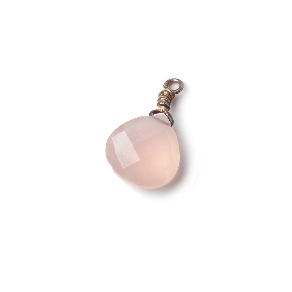 10mm Pink Chalcedony faceted heart Oxidized Silver Wire Wrapped Pendant focal beads 1 piece - The Bead Traders