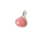 10mm Pink Peruvian Opal faceted heart Silver .925 Wire Wrapped focal beads 1 piece - The Bead Traders