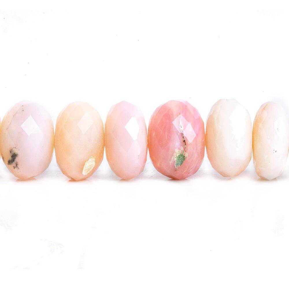10mm Pink Peruvian Opal Faceted Rondelle Beads 14 inch 55 pieces - The Bead Traders
