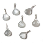 10mm Platinum Grey Moonstone heart .925 Silver Wire Wrapped Pendant 1 pc - The Bead Traders