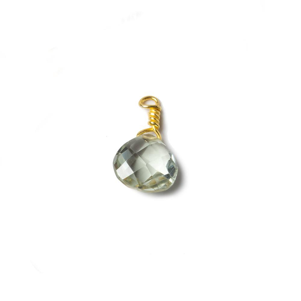 10mm Prasiolite heart Vermeil Wire Wrapped Pendant 1 piece - The Bead Traders