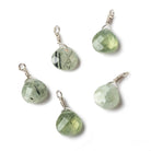 10mm Prehnite faceted heart Silver .925 Wire Wrapped Pendant focal beads 1 piece - The Bead Traders