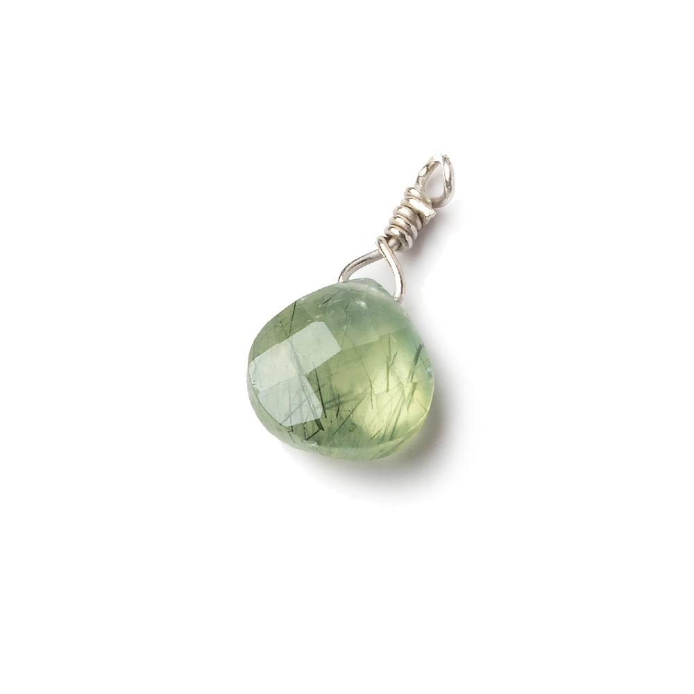 10mm Prehnite faceted heart Silver .925 Wire Wrapped Pendant focal beads 1 piece - The Bead Traders