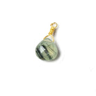 10mm Prehnite heart Vermeil Wire Wrapped Focal Bead 1 pc - The Bead Traders