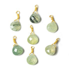 10mm Prehnite heart Vermeil Wire Wrapped Focal Bead 1 pc - The Bead Traders