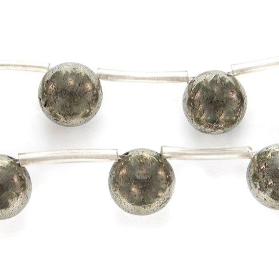10mm Pyrite Top Drilled Plain Round Beads 16 inch 19 pieces