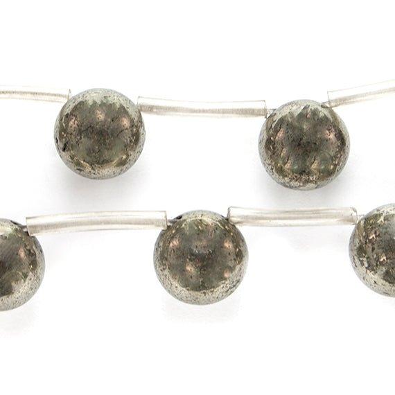10mm Pyrite Top Drilled Plain Round Beads 16 inch 19 pieces - The Bead Traders