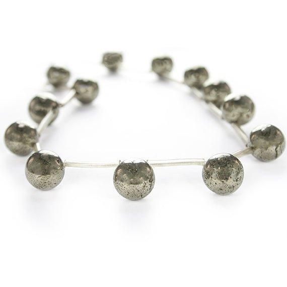 10mm Pyrite Top Drilled Plain Round Beads 16 inch 19 pieces - The Bead Traders