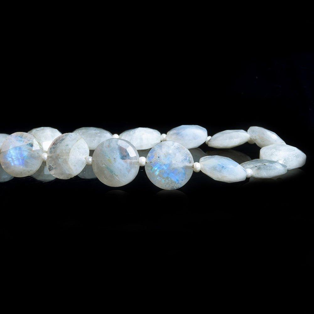 10mm Rainbow Moonstone Faceted Coin Beads 6 inch 14 pieces - The Bead Traders