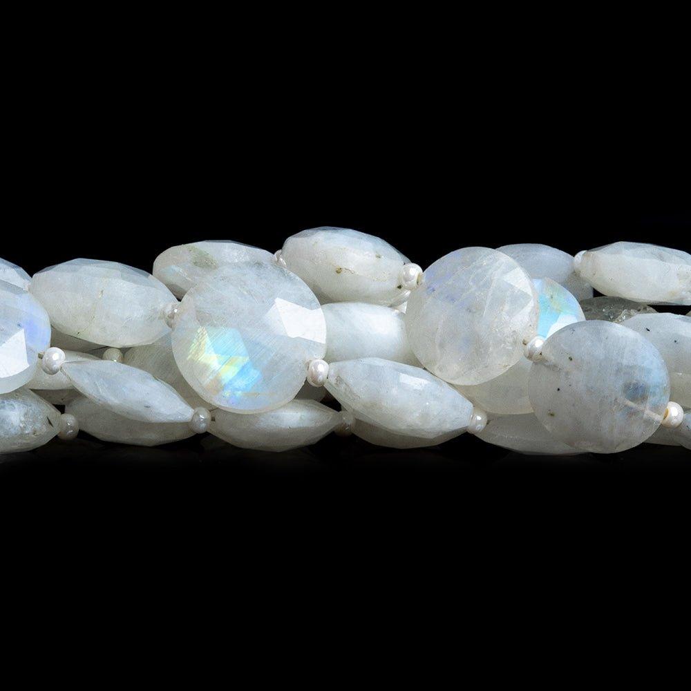 10mm Rainbow Moonstone Faceted Coin Beads 6 inch 14 pieces - The Bead Traders