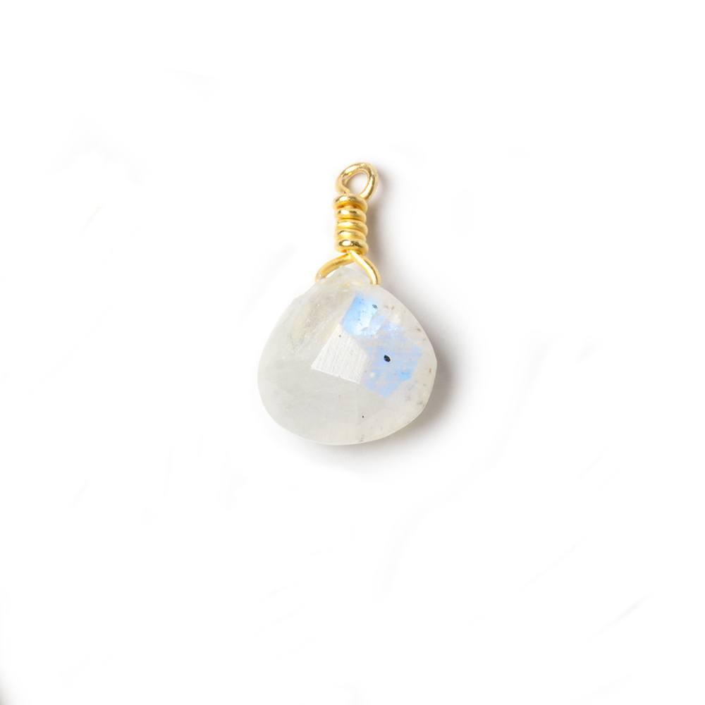 10mm Rainbow Moonstone heart Vermeil Wire Wrapped Focal Bead 1 pc - The Bead Traders