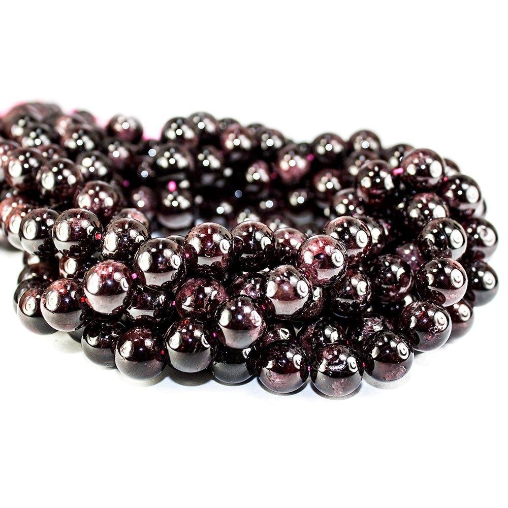 10mm Red Garnet polished round Beads 15 inch 36 pieces - The Bead Traders