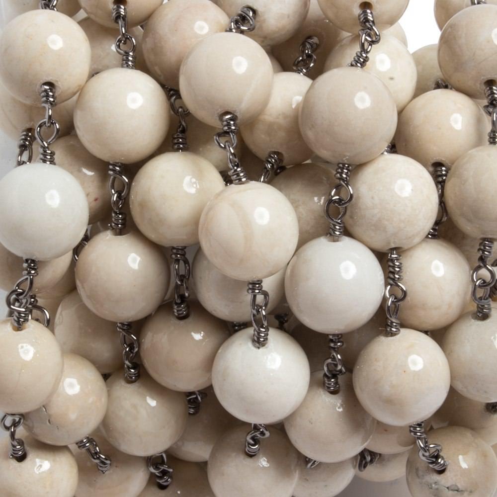 10mm River Stone plain round Black Gold plated Chain by the foot 19 pieces - The Bead Traders
