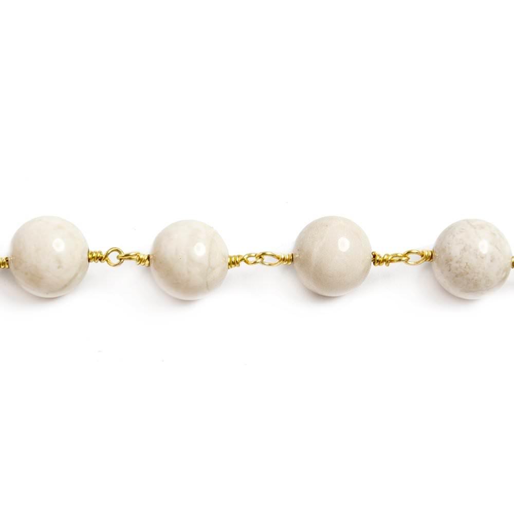 10mm River Stone plain round Gold plated Chain by the foot 19 pieces - The Bead Traders