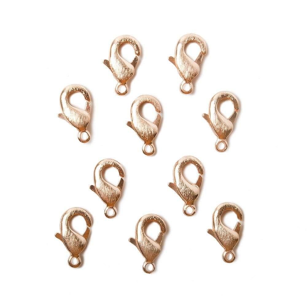 10mm Rose Gold plated Brushed Lobster Clasp Set of 10 - The Bead Traders