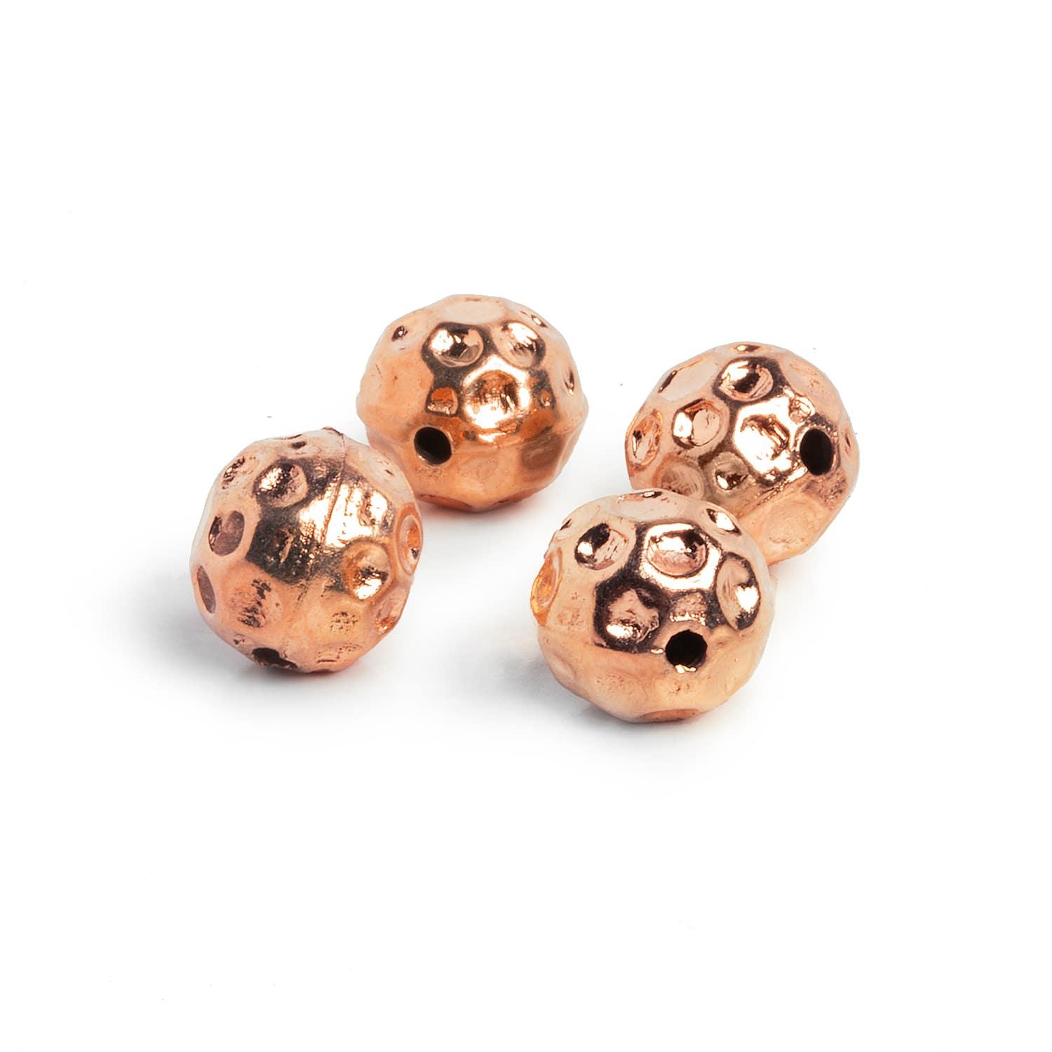 10mm Rose Gold Plated Copper Round Beads 4 Pieces - The Bead Traders