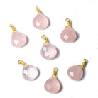10mm Rose Quartz heart Vermeil Wire Wrapped Focal Bead 1 pc - The Bead Traders