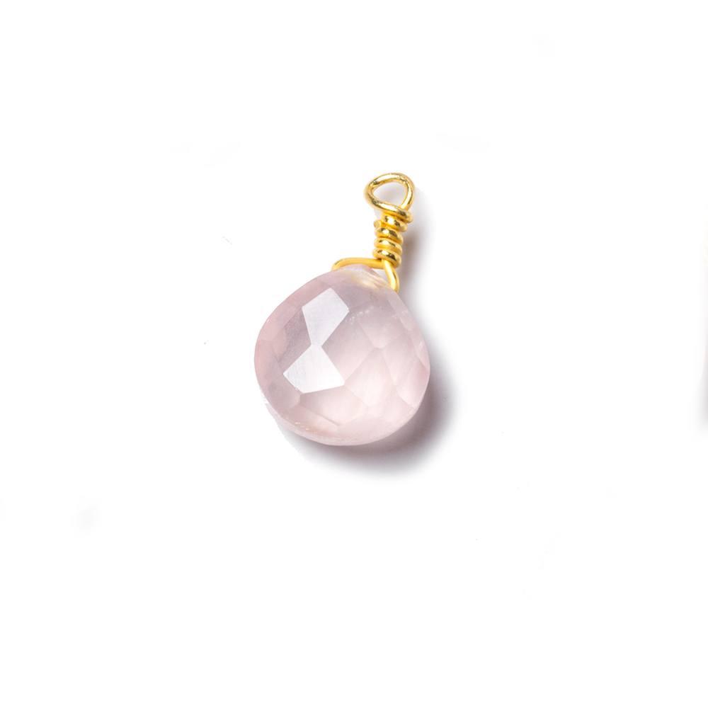 10mm Rose Quartz heart Vermeil Wire Wrapped Focal Bead 1 pc - The Bead Traders