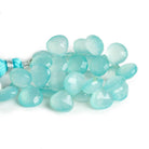 10mm Seablue Chalcedony Faceted Hearts 4 inch 25 beads - The Bead Traders