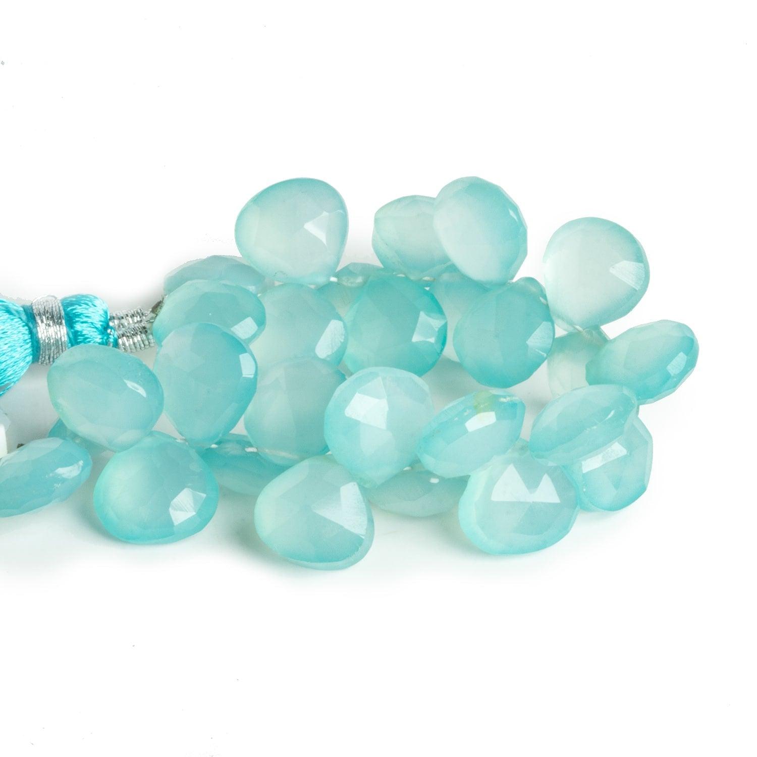 10mm Seablue Chalcedony Faceted Hearts 4 inch 25 beads - The Bead Traders