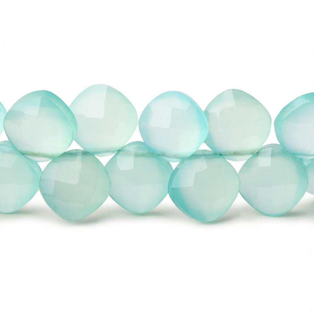 10mm Seafoam Blue Chalcedony faceted cushions 8 inch 40 pieces - The Bead Traders