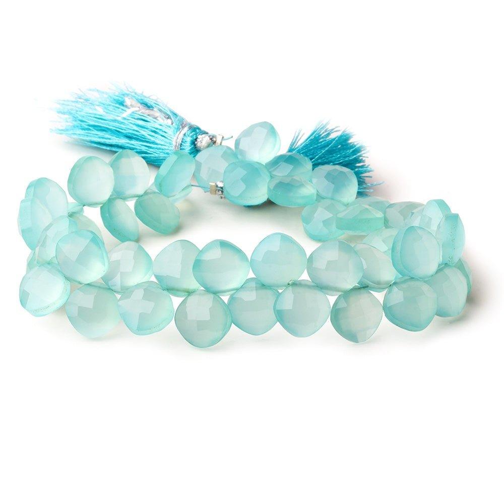 10mm Seafoam Blue Chalcedony faceted cushions 8 inch 40 pieces - The Bead Traders