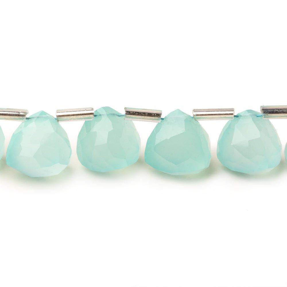 10mm Seafoam Blue Chalcedony top drilled faceted trillions 9 inch 20 beads - The Bead Traders
