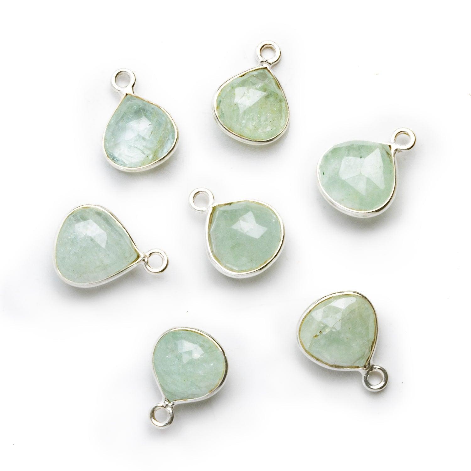 10mm Silver Bezeled Aquamarine Heart Pendant 1 Piece - The Bead Traders