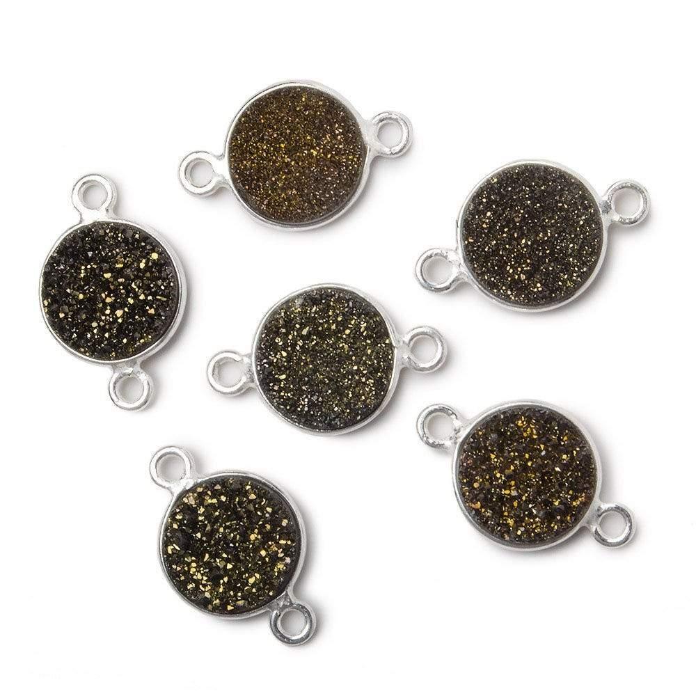 10mm Silver Bezeled Bronze Drusy Coin Connector 1 piece - The Bead Traders