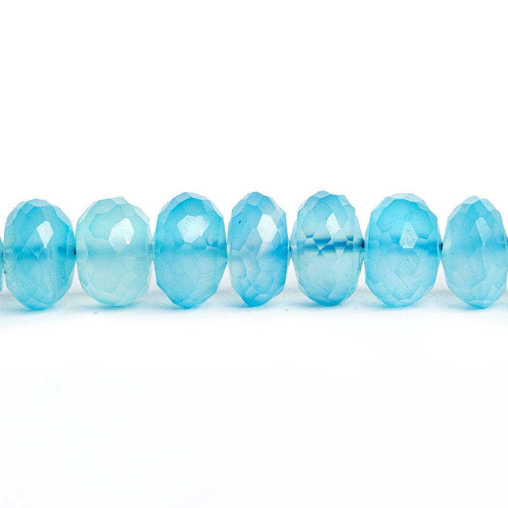 10mm Sky Blue Chalcedony Faceted Rondelle Beads 8 inch 32 pieces - The Bead Traders