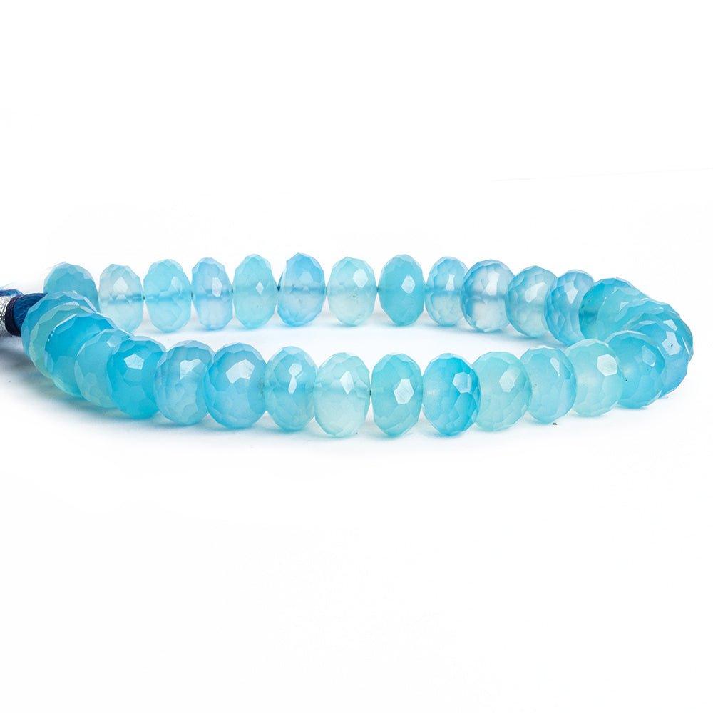 10mm Sky Blue Chalcedony Faceted Rondelle Beads 8 inch 32 pieces - The Bead Traders