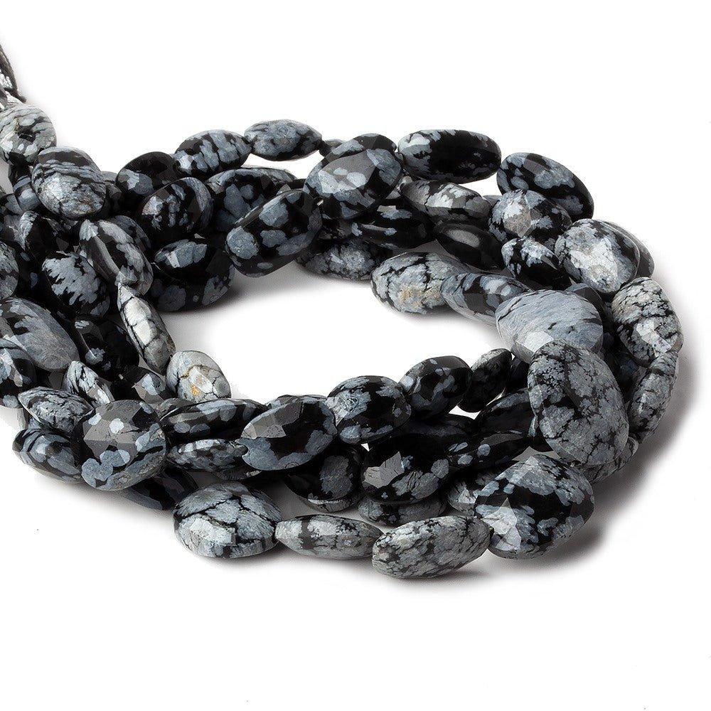 10mm Snowflake Obsidian Faceted Oval Nugget Beads, 8 inch - The Bead Traders