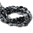 10mm Snowflake Obsidian Faceted Oval Nugget Beads, 8 inch - The Bead Traders