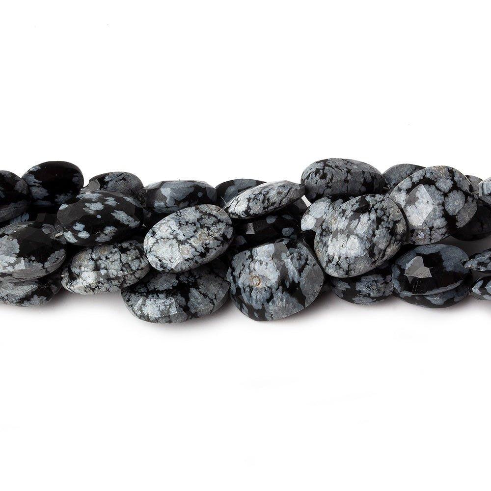 10mm Snowflake Obsidian Faceted Oval Nugget Beads, 8 inch - The Bead Traders