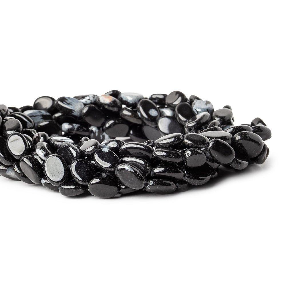 10mm Snowflake Obsidian Plain Oval Beads, 14 inch - The Bead Traders