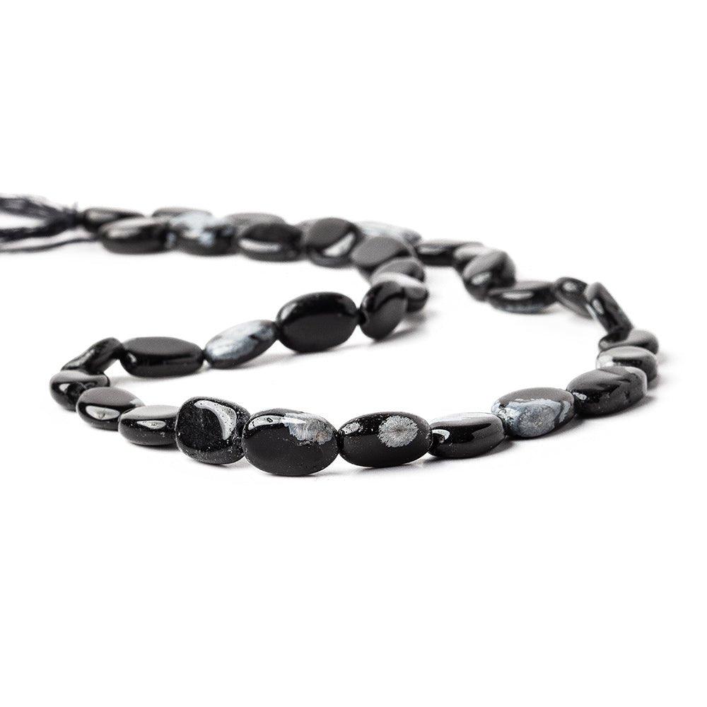10mm Snowflake Obsidian Plain Oval Beads, 14 inch - The Bead Traders