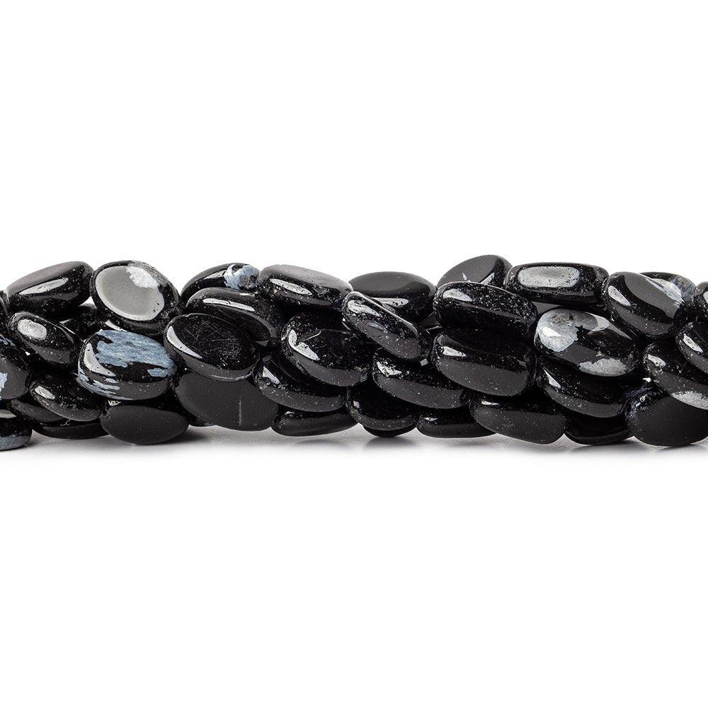 10mm Snowflake Obsidian Plain Oval Beads, 14 inch - The Bead Traders