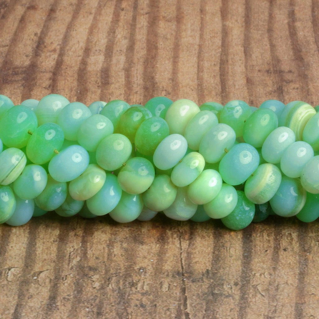 10mm Spring Green Opal Plain Rondelles 16 inch 60 beads - The Bead Traders
