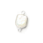 10mm Sterling Silver Bezeled Pearl Square Connector Bead 1 Piece - The Bead Traders
