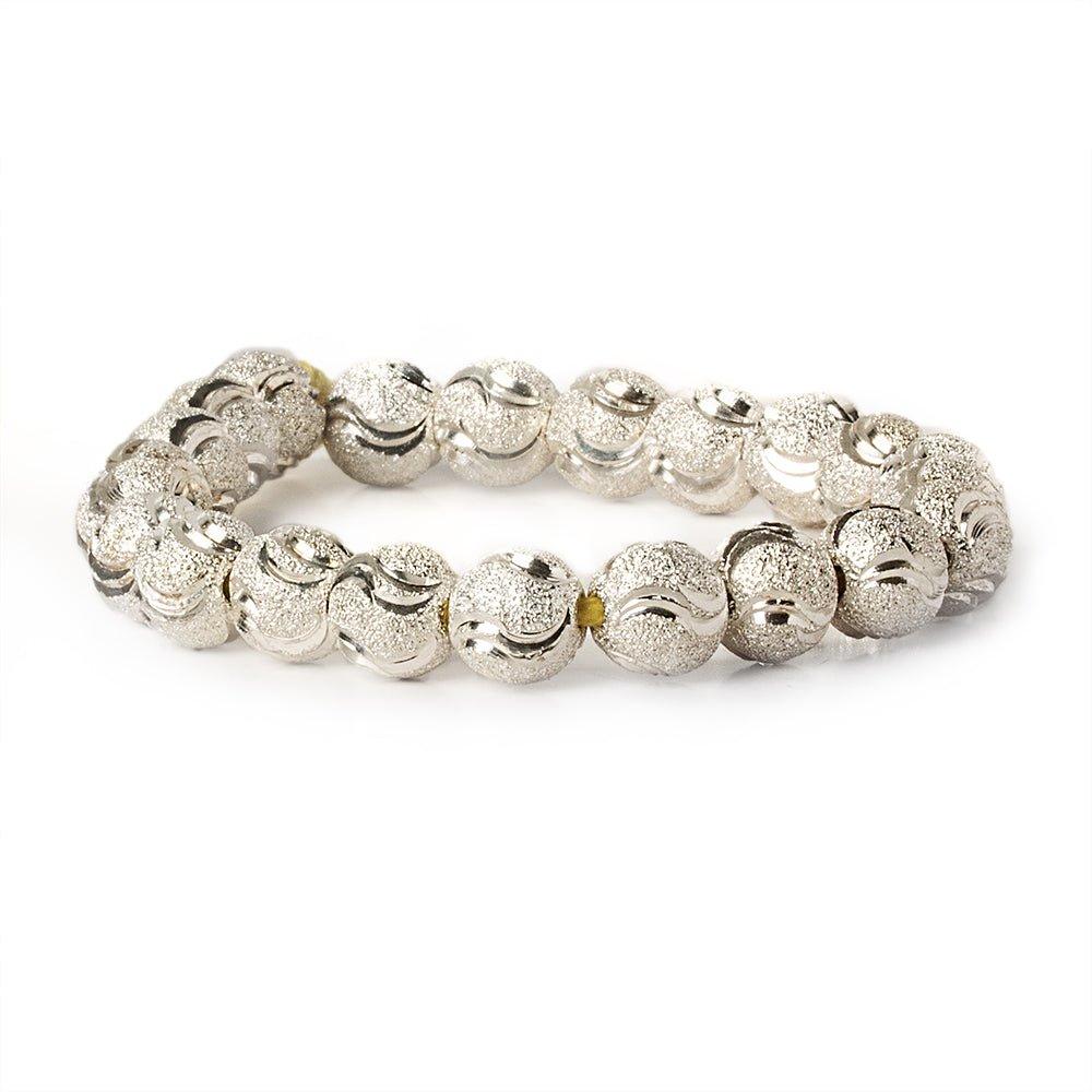 10mm Sterling Silver Plated Brass Stardust Wave Round Beads, 8 inch - The Bead Traders