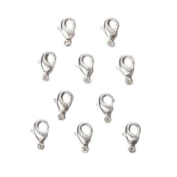 10mm Sterling Silver plated Brushed Lobster Clasp Set of 10 - The Bead Traders