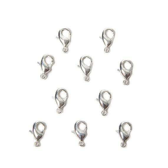 10mm Sterling Silver plated Lobster Clasp Set of 10 - The Bead Traders
