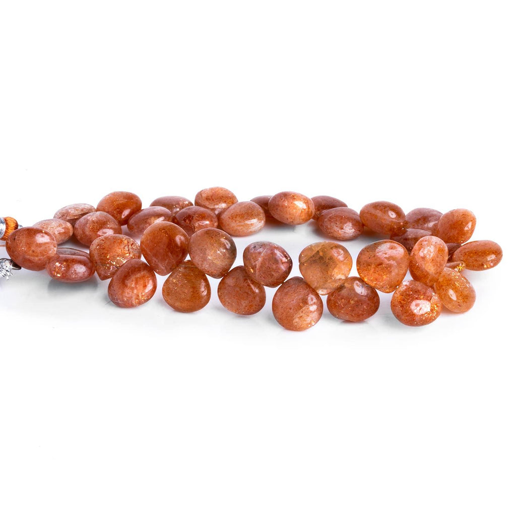 10mm Sunstone Plain Hearts 9 inch 35 beads - The Bead Traders