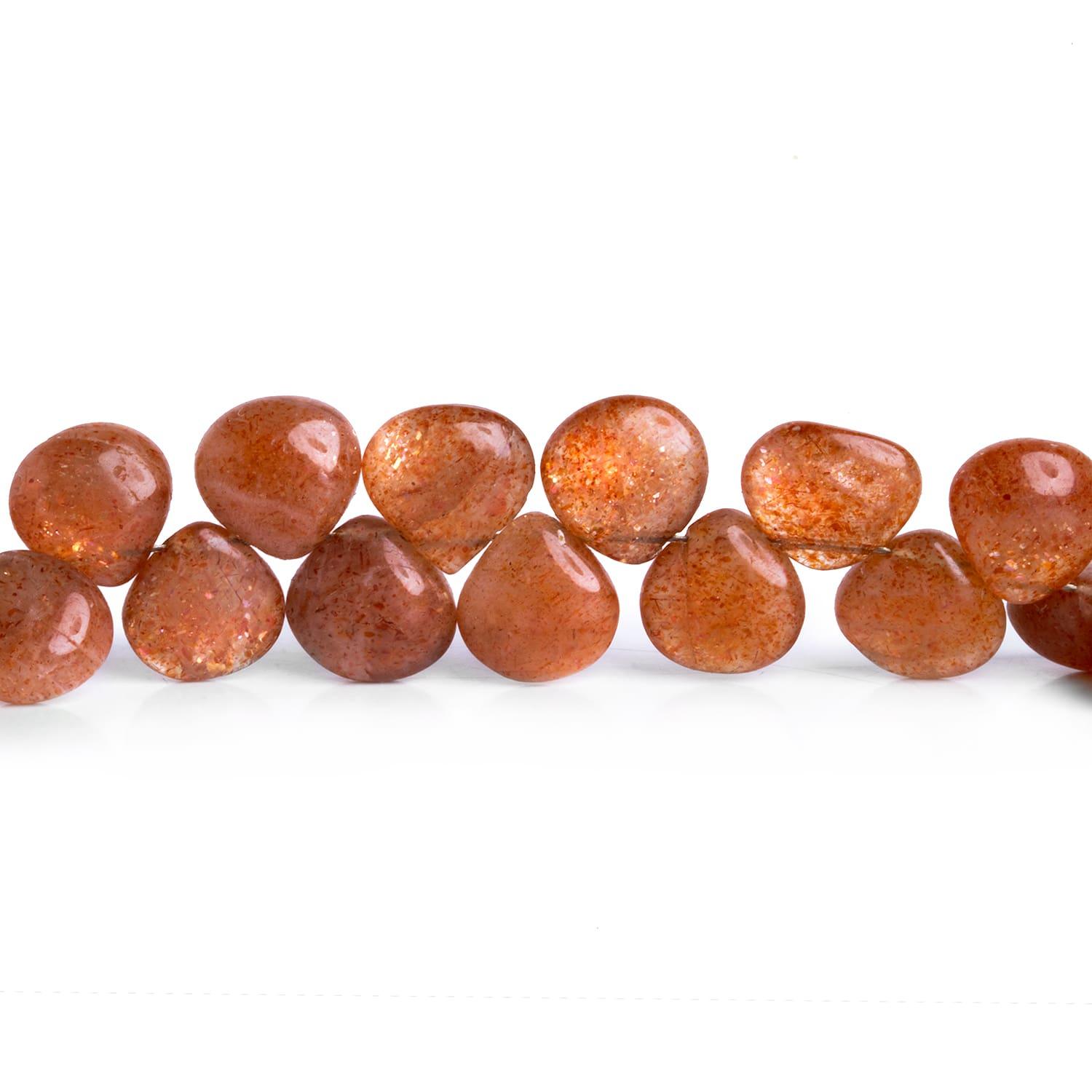 10mm Sunstone Plain Hearts 9 inch 35 beads - The Bead Traders