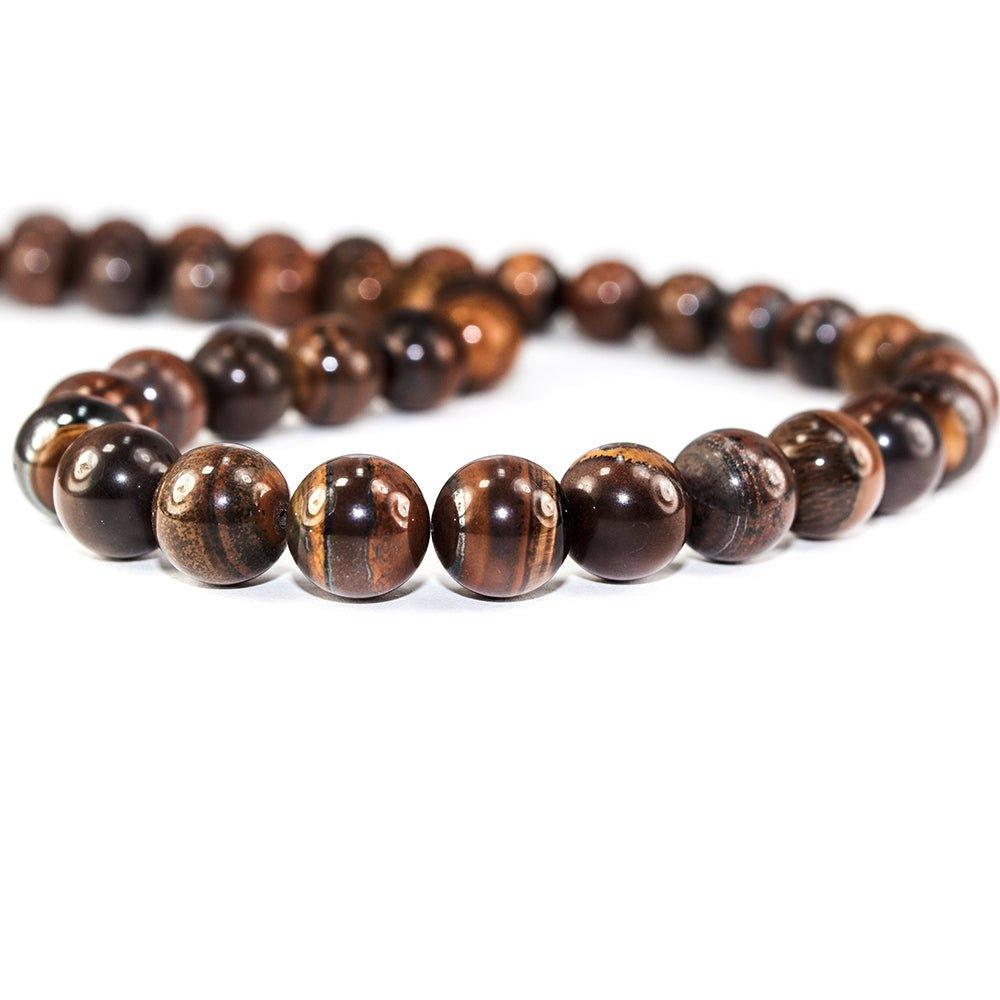 10mm Tiger Iron polished round Beads 15.5 inch 39 pieces - The Bead Traders