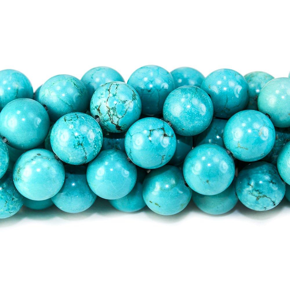 10mm Turquoise Magnesite polished round Beads 15.5 inch 39 pieces - The Bead Traders
